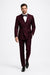 Men's Designer Double Breasted Wool Suit in Burgundy