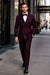 Men's Designer Double Breasted Wool Suit in Burgundy