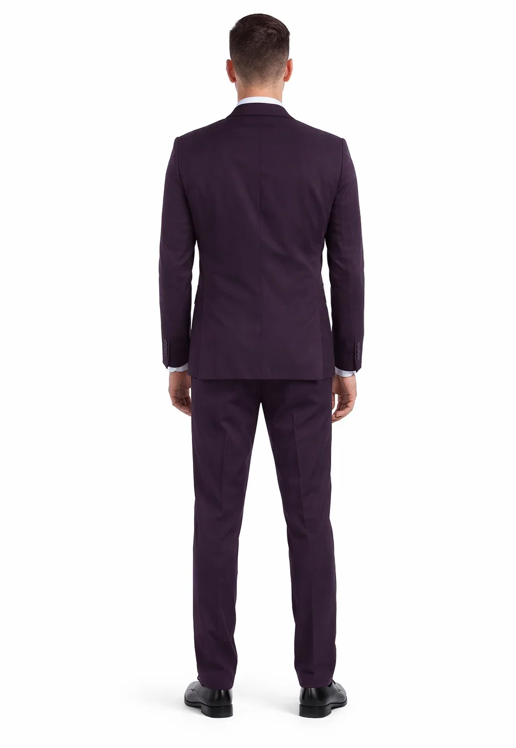 "Burgundy Men's Skinny Fit Vested Suit - Two Button Style" - Image 2