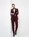 Burgundy Modern Stylish Ensemble Velvet Suit