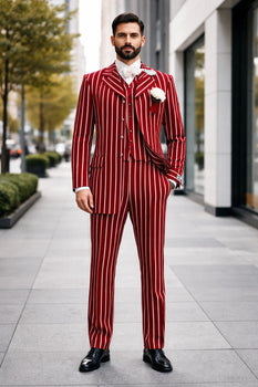 Burgundy Pinstripe Suit - Mens 1920s Gangster Pinstripe Suit - Chalk Pinstripe - Image 8