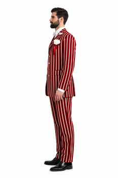 Burgundy Pinstripe Suit - Mens 1920s Gangster Pinstripe Suit - Chalk Pinstripe - Image 6