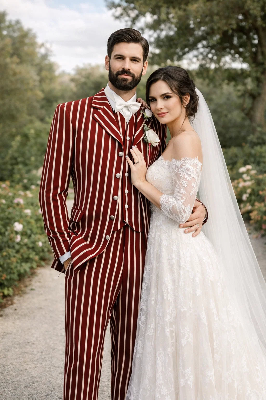 Burgundy Pinstripe Suit - Mens 1920s Gangster Pinstripe Suit - Chalk Pinstripe - Image 4
