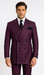 Burgundy Plaid Suit for Men – Rossiman Double-Breasted Windowpane Two-Piece