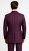 Burgundy Plaid Suit for Men – Rossiman Double-Breasted Windowpane Two-Piece