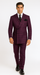 Burgundy Plaid Suit for Men – Rossiman Double-Breasted Windowpane Two-Piece