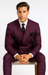 Burgundy Plaid Suit for Men – Rossiman Double-Breasted Windowpane Two-Piece