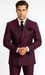 Burgundy Plaid Suit for Men – Rossiman Double-Breasted Windowpane Two-Piece