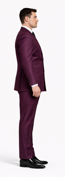 Burgundy Plaid Suit for Men – Rossiman Double-Breasted Windowpane Two-Piece - Image 3