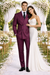 Burgundy Plaid Suit for Men – Rossiman Double-Breasted Windowpane Two-Piece