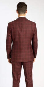Burgundy Plaid Suits - Maroon Windowpane Suits