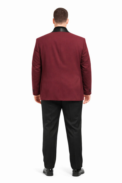 Mens Big and Tall Blazer - Burgundy Plus Size Tuxedo Jacket - Image 2