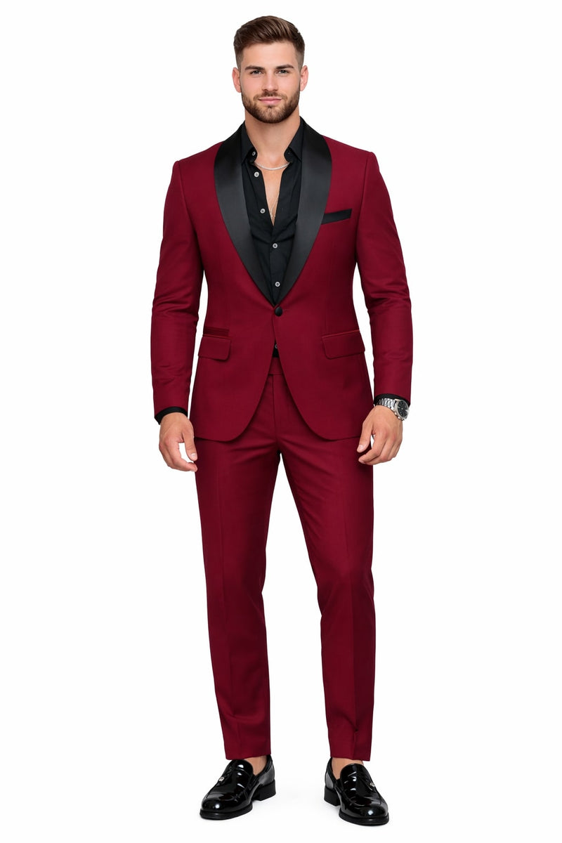 Men's Burgundy Prom 2026 Tuxedo Wedding Suit Groom 60 Regular