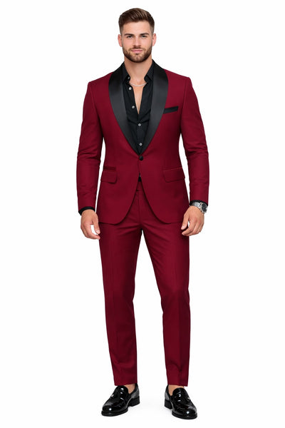 Men's Burgundy Prom 2026 Tuxedo Wedding Suit Groom 60 Regular