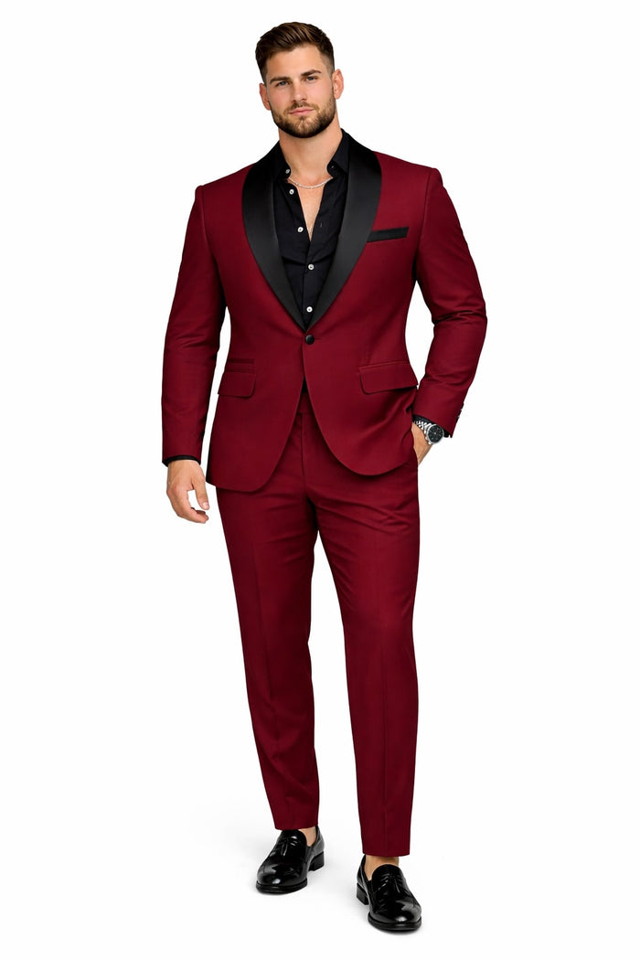 Burgundy Prom Tuxedo - Wedding Suit - Groom Tuxedo Suit - Image 6