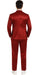 Tazzio Men's Burgundy Satin Double Breasted 3 Piece Skinny Fit Suit with Peak Lapel Jacket and Vest
