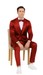 Tazzio Men's Burgundy Satin Double Breasted 3 Piece Skinny Fit Suit with Peak Lapel Jacket and Vest