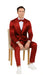 Tazzio Men's Burgundy Satin Double Breasted 3 Piece Skinny Fit Suit with Peak Lapel Jacket and Vest
