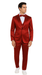 Tazzio Men's Burgundy Satin Double Breasted 3 Piece Skinny Fit Suit with Peak Lapel Jacket and Vest