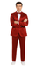 Tazzio Men's Burgundy Satin Double Breasted 3 Piece Skinny Fit Suit with Peak Lapel Jacket and Vest