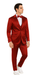 Tazzio Men's Burgundy Satin Double Breasted 3 Piece Skinny Fit Suit with Peak Lapel Jacket and Vest