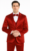 Tazzio Men's Burgundy Satin Double Breasted 3 Piece Skinny Fit Suit with Peak Lapel Jacket and Vest