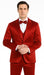Tazzio Men's Burgundy Satin Double Breasted 3 Piece Skinny Fit Suit with Peak Lapel Jacket and Vest