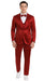 Tazzio Men's Burgundy Satin Double Breasted 3 Piece Skinny Fit Suit with Peak Lapel Jacket and Vest
