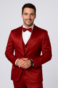 Mens Modern Fit Shiny Sharkskin Suit in Purple