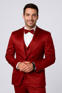 Mens Modern Fit Shiny Sharkskin Suit in Purple