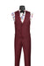Burgundy Trimmed Lapel Slim Fit 3 Piece Suit