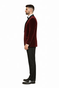 Velvet Blazer - Mens Velvet Jacket Mens 2 Button Modern Fit Suits Shawl Lapel  Wine ~ Maroon Burgundy Suit