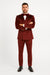 Burgundy Velvet Double Breasted Suits - Velvet Pants - Slim Fit Suit