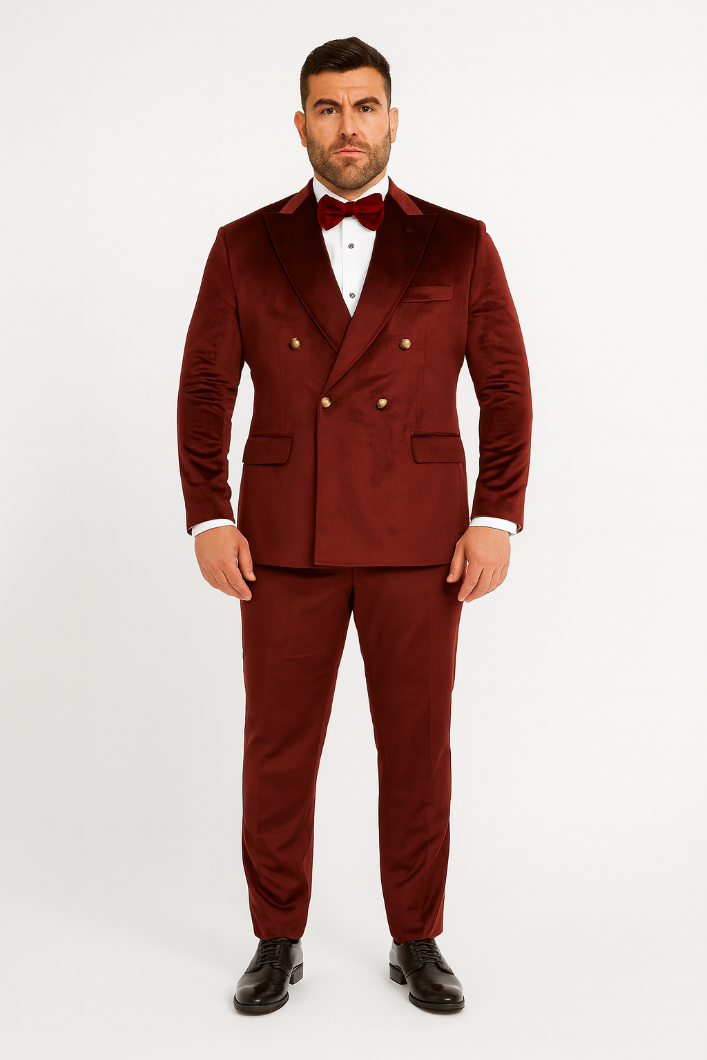 Burgundy Velvet Double Breasted Suits - Velvet Pants - Slim Fit Suit - Image 5