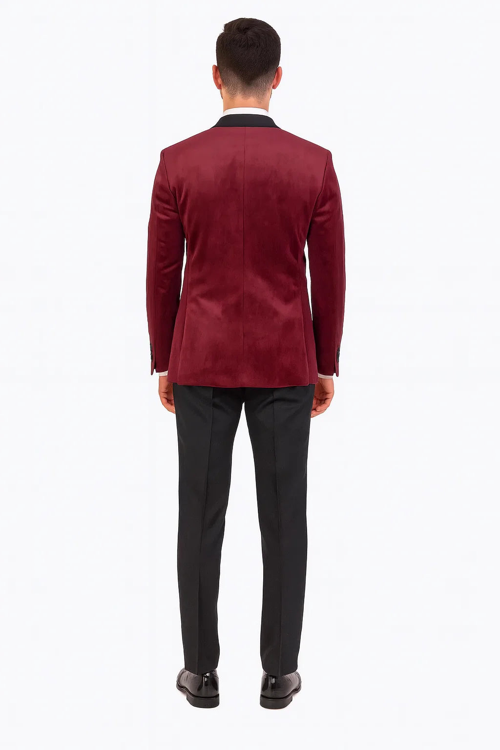 Burgundy Velvet Double Breasted Tuxedo Jacket – Wedding & Prom - Image 3