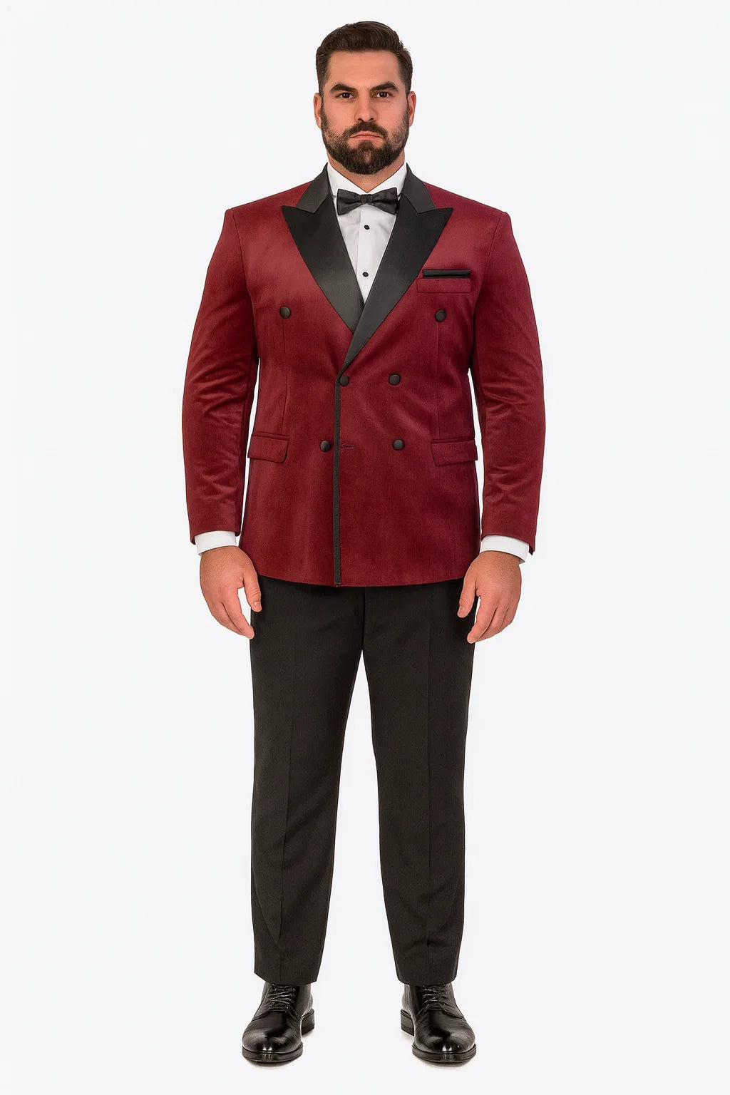 Burgundy Velvet Double Breasted Tuxedo Jacket – Wedding & Prom - Image 7