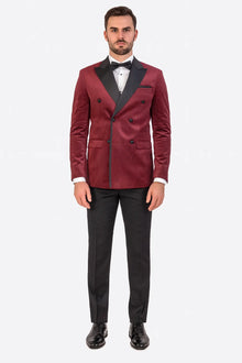 Burgundy Velvet Double Breasted Tuxedo Jacket – Wedding & Prom