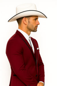 SKU#JA60892 Country Tuxedos For Weddings Mens Traje Vaquero Suit - Burgundy Tuxedo