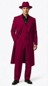 Men’s 1920s Red Zoot Suit – Long Mafia Gangster Three-Piece Vintage Outfit Zuit Pachuco Style