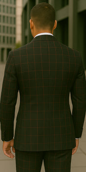Wool Suit - Italian Made Business Suit by Statement Men's 3 Piece 100% Wool Modern Fit Suit - Bold Accent Color
