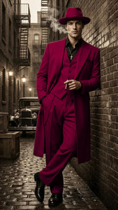 Men’s 1920s Red Zoot Suit – Long Mafia Gangster Three-Piece Vintage Outfit Zuit Pachuco Style