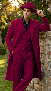 Men’s 1920s Red Zoot Suit – Long Mafia Gangster Three-Piece Vintage Outfit Zuit Pachuco Style
