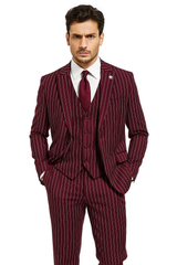 burgundy pinstripe suit