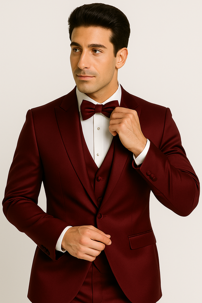 Burgundy 4PC Prom & Wedding Tux - Image 3