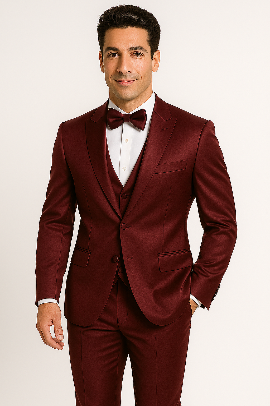 Burgundy 4PC Prom & Wedding Tux - Image 5
