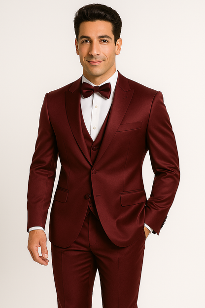 Burgundy 4PC Prom & Wedding Tux - Image 5