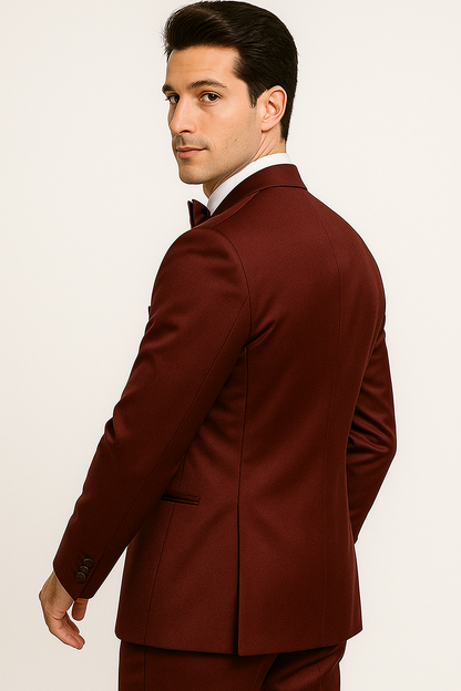 Burgundy 4PC Prom & Wedding Tux - Image 6