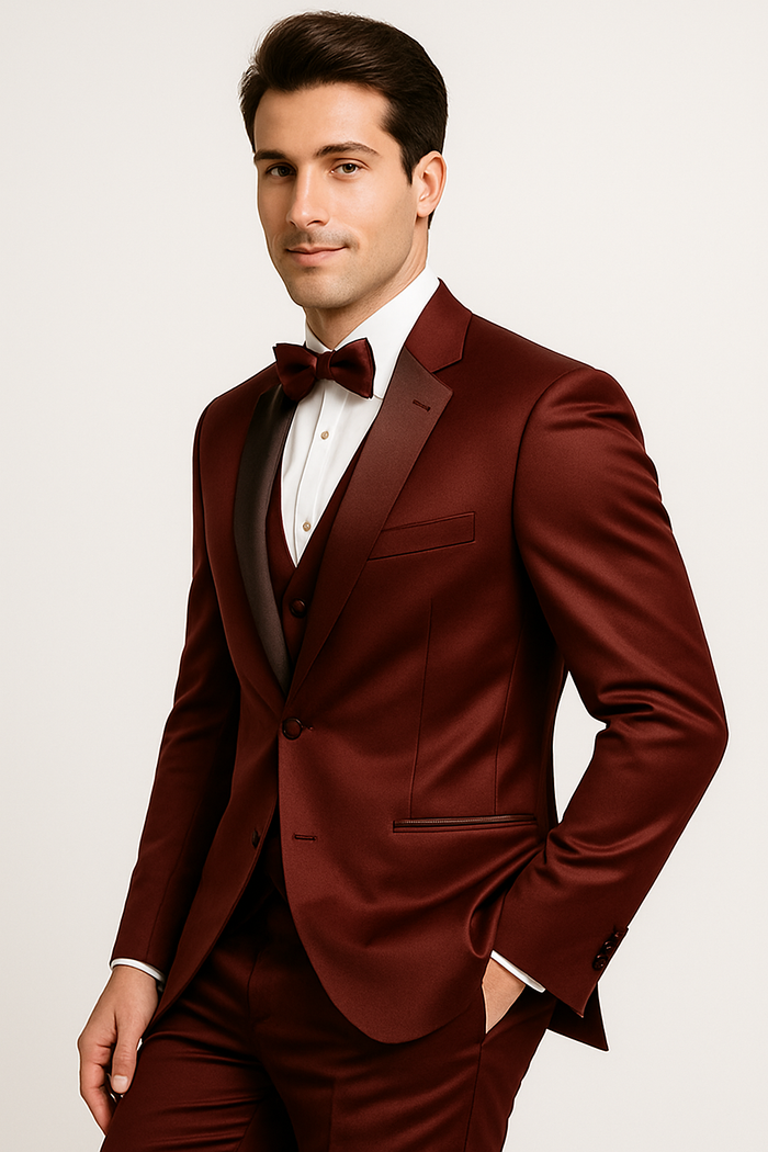 Burgundy 4PC Prom & Wedding Tux - Image 4
