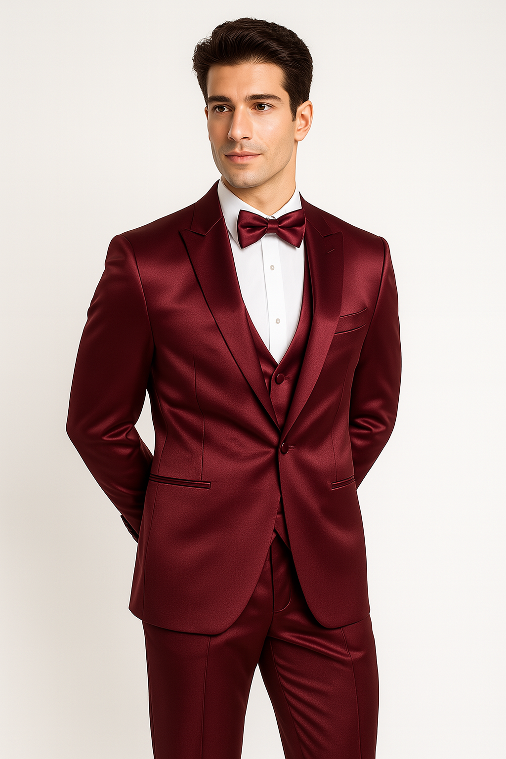Burgundy 4PC Prom & Wedding Tux - Image 8