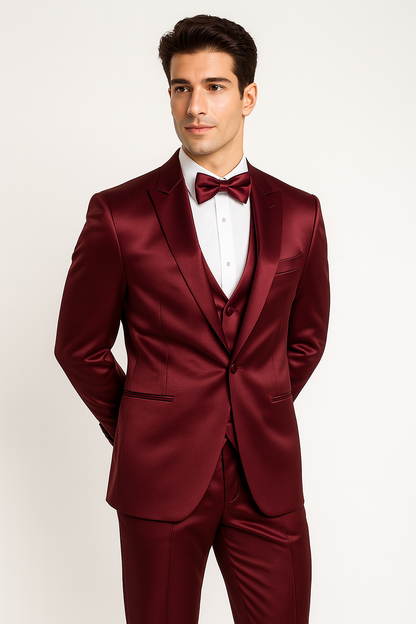 Burgundy 4PC Prom & Wedding Tux - Image 8